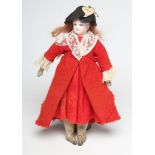 An F.G. Fashion bisque socket head doll with inset blue glass eyes, closed mouth, pierced ears,
