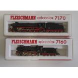 Fleischmann Piccolo 7710 4-6-2- Class II and 7160 4-6-0 Class 38 Locomotives, boxed, G-F (Est.