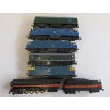 Six playworn locomotives by Triang, Lima and others including E3000 electrics and Norfolk and