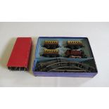 Hornby clockwork train set with L.M.S. 0-4-0 Tank 2270 and three Pullman coaches together with a