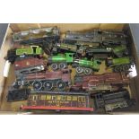 Playworn trains by Hornby and others, some parts missing and overpainted (Est. plus 21% premium inc.