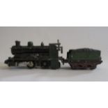 Marklin spirit fired 0-4-0 Steam Locomotive and Tender finished in G.N.R. green, paint loss to