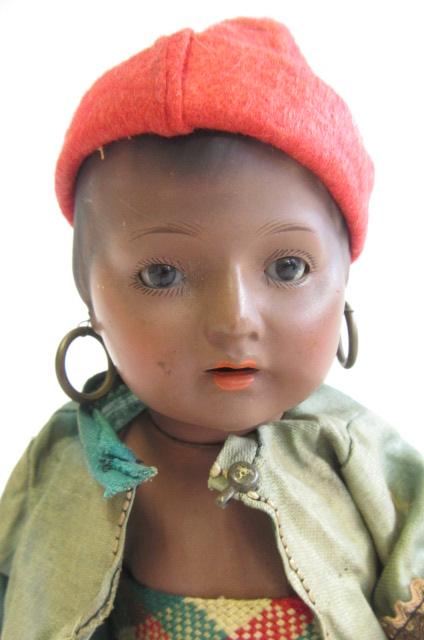 A Heubach & Koppelsdorf bisque socket head doll with brown glass fixed eyes, open mouth with two top - Image 2 of 3