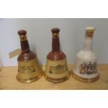 3 Bell's whisky decanters, comprising two specially selected and one for the marriage of Prince