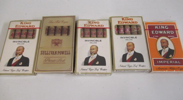 Three packets of 5 King Edward Invincible Deluxe, one pack of Imperial and a pack of Sullivan Powell