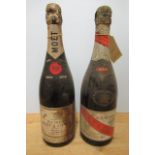 1 bottle 1959 Moet & Chandon Dry Imperial Champagne, and 1 bottle 1937 Gordon Rouge Champagne tres