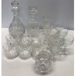 Good quality cut glass including two decanters and various glasses.