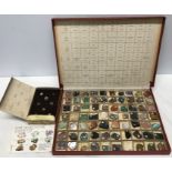 A boxed set of rock specimens together with a small box of specimens.
