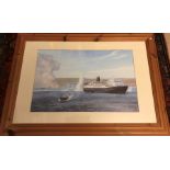 Stephen Dews print, The Norland (Ex Hull Ferry) in the Falklands. 38 x 58cms. Very good condition.