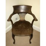 Early 20thC mahogany office chair.