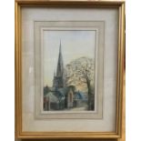 Gilt framed watercolour, Brian J.Bale, Evening Light, Torrington, N.Devon. 27 x 17cms.