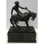 Bronze figure of Amazone Zu Pferde by Max Wiese (1846-1925) 29cms h including base.