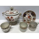 Early 19thC ceramics including Worcester lidded jar a/f, Derby etc.