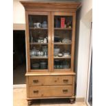 A pine dresser, 2 drawers. 115cms w x 48cms x 229cms h.
