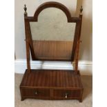 A mahogany reproduction dressing table mirror with 2 drawers to front.