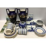 Ceramics to include Hornsea Tapestry pattern sugar container, ginger jar, wall tiles, pair of blue
