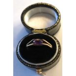 Amethyst dress ring set in 9ct gold. Size N. 1.4gms.