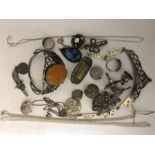 A quantity of vintage costume jewellery including silver.