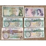 Assorted Banknotes inc 1 x Jersey £1, 1 x Isle of Man £1 note, 3 x Guernsey £1 notes and 1 x