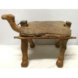 Vintage camel stool, circa 1950's. 57 l x 38cms h.