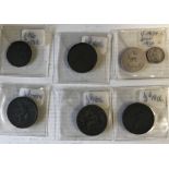 Early British coin collection, 1723 Halfpenny, 1799 Halfpenny, 3 x 1806 Halfpennys, 1829 1