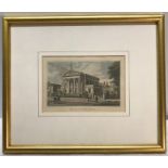Small gilt framed engraved print. The Court House, Beverley. 11.5cms h x 17cms w.