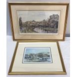 Gilt framed artist signed print, Langport by E.R. Sturgeon, 26cms h x 44cms w and a small Tom