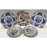 Five various 19thC plates to include pair of Bamboo opaque china plates, ironstone china plates etc.