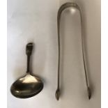 Late 18thC sugar nips with silver caddy spoon 1790 Birmingham Joseph Willmore, 37.3gms.