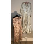 Two vintage dresses including Lee Delman, long gown with fitted bodice and full skirt (marks to