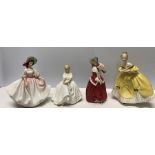 Four Royal Doulton figurines. The Last Waltz HN2315, Christmas Morn HN1992, Heather HN2956, Sunday