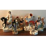Six various 19thC Staffordshire figures including uncle Tom. 3 a/f