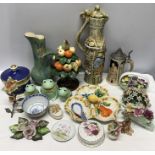 Assorted selection of pottery inc British and continental pottery, posies, stein mug, lidded jars