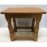 Robert Thompson Mouseman, Oak small side table, 39cms h, 41cms w, 27.5cms d.