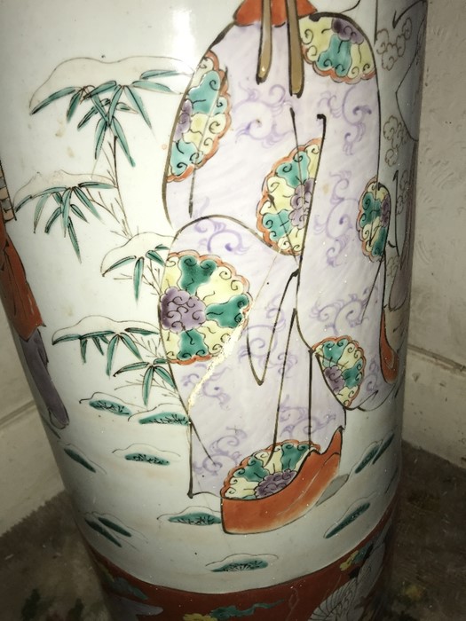 Chinese umbrella stand- 70cms h, 25cms d. Repair to side. - Image 2 of 2