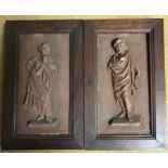 A pair of terracotta relief panels by Antonio Penas Y Leon. 28 x 14.5cms.