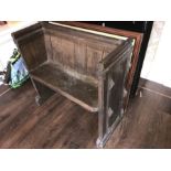 A small oak pew. 89 w x 42 d 82cms h,