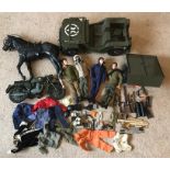 Action Man Toys collection inc 4 figures, Jeep with trailer, Horse, Motorcycle, Clothing and