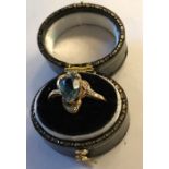 Nine carat ring set with topaz, size N. 1.8gms.