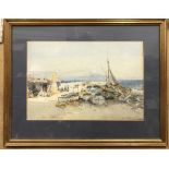 Robert W.Allan 1922 Continental harbour scene. 36cms x 53cms.