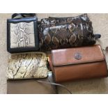 Five good quality vintage leather and skin handbags including Charles Hubert.