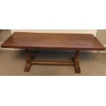 Robert Thompson Mouseman Oak coffee table, 122cms w, 45cms d, 45cms h.