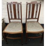 Pair of good quality Edwardian mahogany inlaid bedroom chairs.