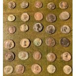 Thirty small mainly Roman bronze coins.