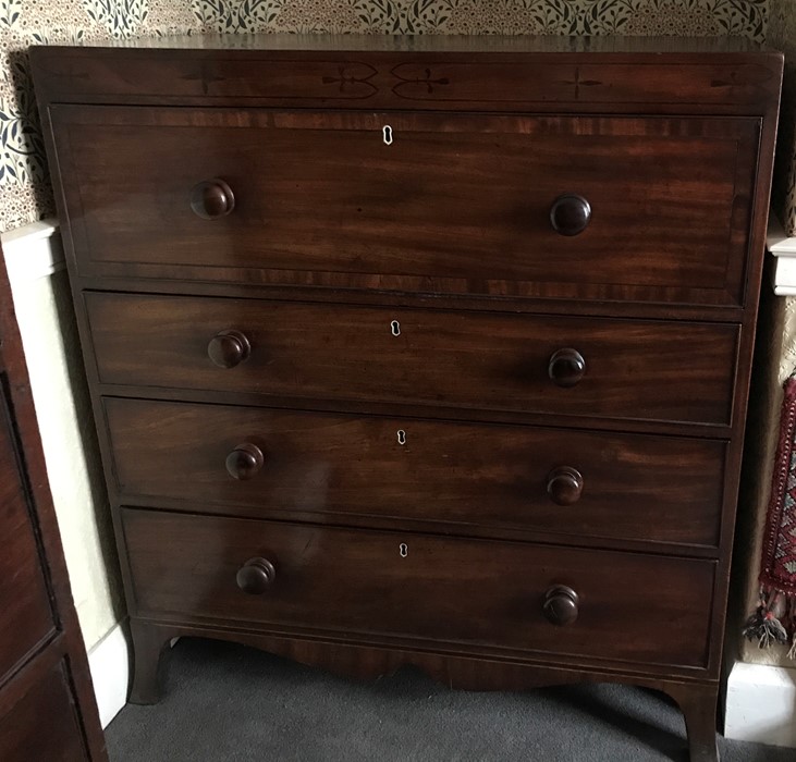 A 19thC mahogany inlaid secretaire, circa 1830 with well fitted interior and secret drawer with - Image 3 of 3