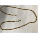 A 9ct gold rope twist necklace, 46cms l. 16.4gms.