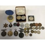 WW I medals and badges, 2250636 SJT. A.H. THEAKSTON, East Yorks Reg. 1 medal to CPL JP. COLLIN,