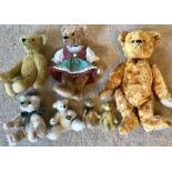 Collection of 7 Teddy Bears inc 1 Russ Vintage Edition, 2 handmade Ninie bears and others, largest
