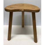 Robert Thompson Mouseman, Oak tripod stool. 45cms h, 37cms w x 29cms d.