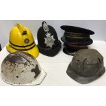Hat collection inc BR Inspector cap, Merseyside Police, South Yorkshire Fireman, Salvation Army